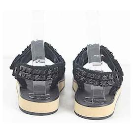 Chanel-Zapatos sandalias de cuero.-Negro