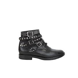 Yves Saint Laurent-Boots en cuir-Noir