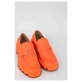 Christian Louboutin-Leather loafers-Orange