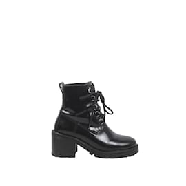 Maje-Leather Lace-up Boots-Black