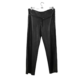 Hermès-pantalones anchos de cuero-Negro