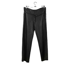 Hermès Calças largas de couro Preto