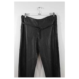 Hermès-Wide leather pants-Black
