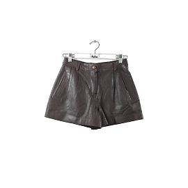 Claudie Pierlot Mini leather shorts Brown