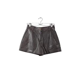 Claudie Pierlot-Mini leather shorts-Brown