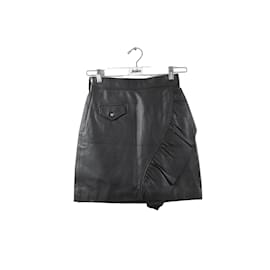 Sandro-Leather Mini Skirt-White