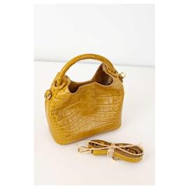 Autre Marque-Leather Handbag-Yellow