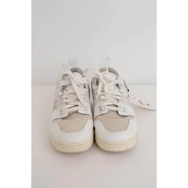 Acne-Leather Low-Top Sneakers-White