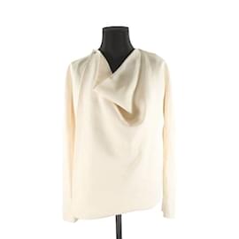Céline-Silk wrap blouse-Beige