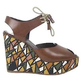 Saint Laurent-Sapatos de sandália de couro-Multicor
