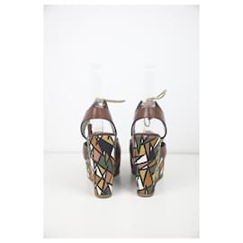 Saint Laurent-Sapatos de sandália de couro-Multicor