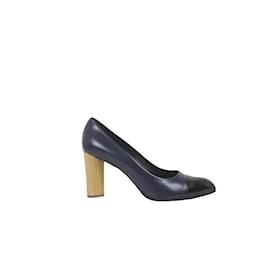 Saint Laurent-Talons en cuir-Bleu Marine