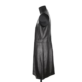 Saint Laurent-Leather Over Dress-Black