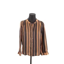 La Prestic Ouiston-Silk wrap blouse-Brown