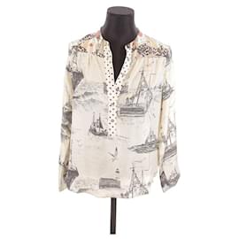 La Prestic Ouiston-Silk wrap blouse-Beige