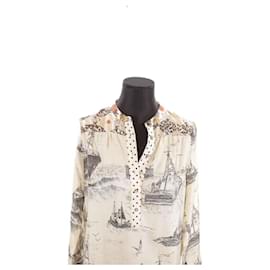 La Prestic Ouiston-Silk wrap blouse-Beige