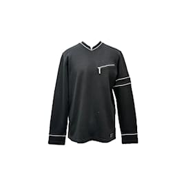 Versace Schwarzer Baumwollpullover V-Ausschnitt M Schwarz