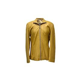 Versace Yellow Leather Jacket M Yellow