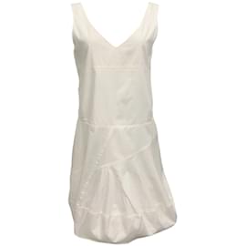 Autre Marque-Chloe White Cotton Silk Sleeveless Dress-White