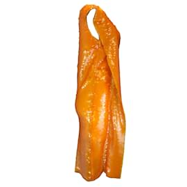 Autre Marque-Vestido midi Atlien laranja paillette com lantejoulas e um ombro-Laranja
