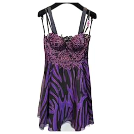 Versace-versace  vestito seta-Viola scuro