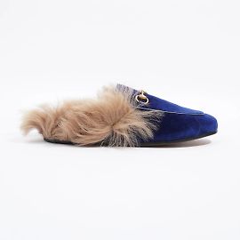 Mocassin Gucci Princetown Velours Bleu EU 37 UK 4 Bleu