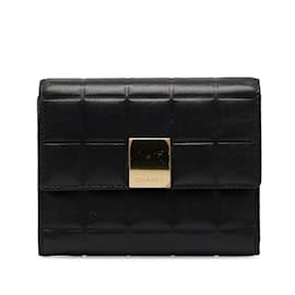Chanel-Black Chanel Choco Bar Trifold Wallet-Black