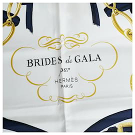 Hermès-Blue Hermes Brides de Gala Silk Scarf Scarves-Blue