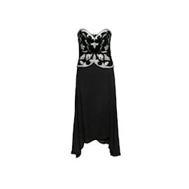 Karl Lagerfeld-Vintage Black & Multicolor Karl Lagerfeld Embellished Gown Size FR 40-Black
