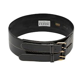 Gianfranco Ferré-Vintage negro Gianfranco Ferre cinturón de cuero ancho tamaño US S-Negro