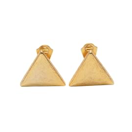 Yves Saint Laurent-Vintage Gold-Tone Yves Saint Laurent Triangular Clip-On Earrings-Golden
