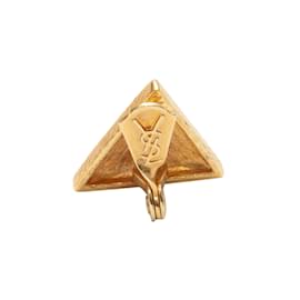 Yves Saint Laurent-Vintage Gold-Tone Yves Saint Laurent Triangular Clip-On Earrings-Golden
