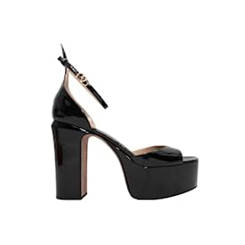 Valentino-Black Valentino Patent Tan-Go 155 Platform Sandals Size 40-Black