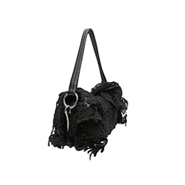 Prada-Black Prada Guipure Lace Ruffle Shoulder Bag-Black