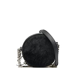 Saint Laurent-Crossbody redondo de cabelo de pônei Saint Laurent preto-Preto