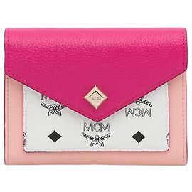 Pink MCM Visetos Colorblock Love Trifold Wallet Pink