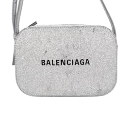 Balenciaga-Sac pour appareil photo argenté Balenciaga Glitter Everyday XS-Argenté