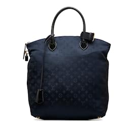 Louis Vuitton-Blue Louis Vuitton Monogram Nylon Desire Lockit Vertical MM Tote Bag-Blue