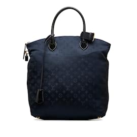 Louis Vuitton-Sac cabas bleu Louis Vuitton Monogram Nylon Desire Lockit Vertical MM-Bleu
