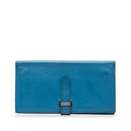 Hermès-Blue Hermes Epsom Bearn Wallet-Blue