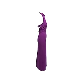 Oscar de la Renta-Purple Oscar de la Renta Bow Halter Dress Size US S-Purple
