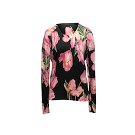 Dolce & Gabbana-Black & Multicolor Dolce & Gabbana Floral Print Sweater Size US S-Black