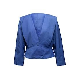 Courreges-Vintage azul Courreges profundo V-cuello chaqueta tamaño US L-Azul