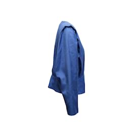 Courreges-Vintage Blue Courreges Deep V-Neck Jacket Size US L-Blue