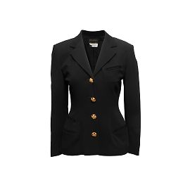 Vintage Schwarzer Donna Karan Wollblazer Größe US 4 Schwarz