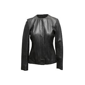 Agnona-Black Agnona Leather Jacket Size IT 42-Black