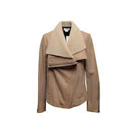 Chaqueta Moto de cuero y piel de oveja color canela Helmut Lang Talla US L Camello