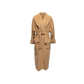 Autre Marque-Vintage Tan Perry Ellis Long Wool Coat Size US 8-Camel
