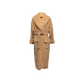 Autre Marque-Vintage Tan Perry Ellis abrigo de lana larga tamaño EE.UU. 8-Camello
