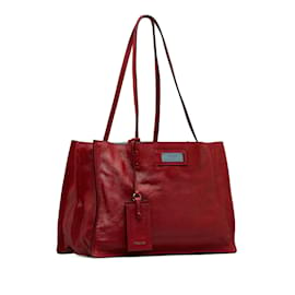 Prada-Red Prada Etiquette Leather Tote Bag-Red